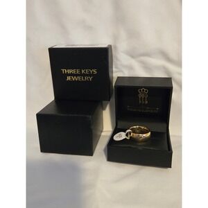 Three Keys Jewelry Gold Lord of the Rings Inscription Band Ring - Size 9 Men